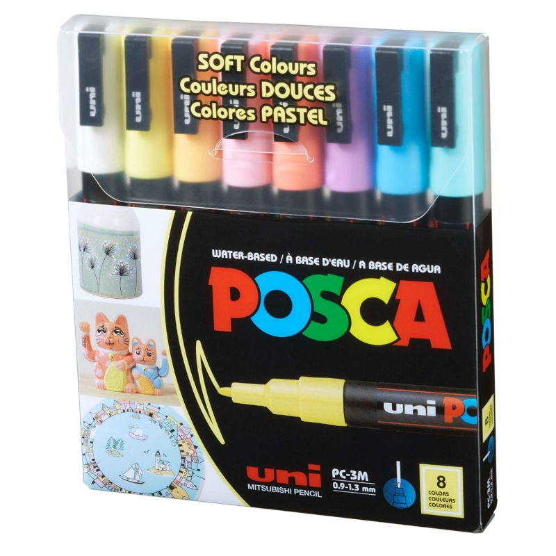 SET MARCADORES POSCA 3M 8 COLORES PASTEL - 1