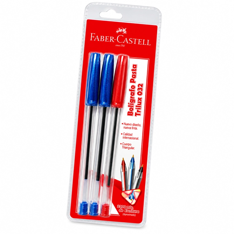 BOLIGRAFOS TRILUX  FABER-CASTELL PACK AZUL Y ROJO - 1