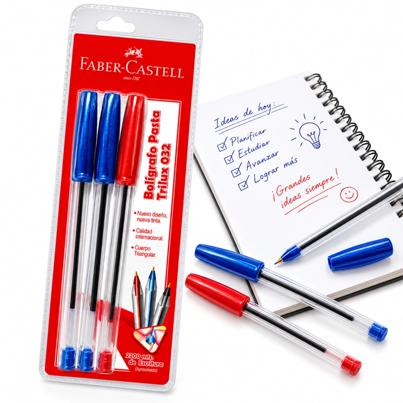 BOLIGRAFOS TRILUX  FABER-CASTELL PACK AZUL Y ROJO - 2