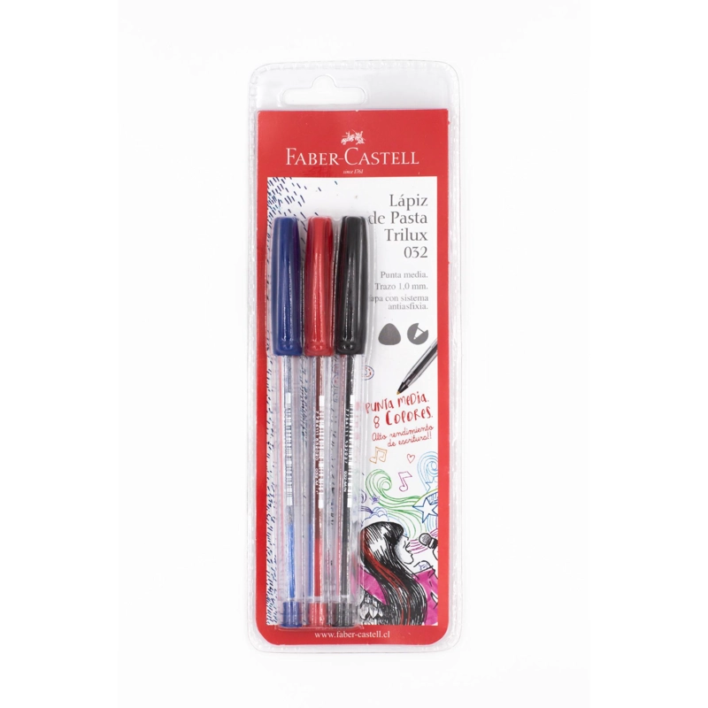 BOLIGRAFO TRILUX 032 FABER-CASTELL M X3 COLORES - 1