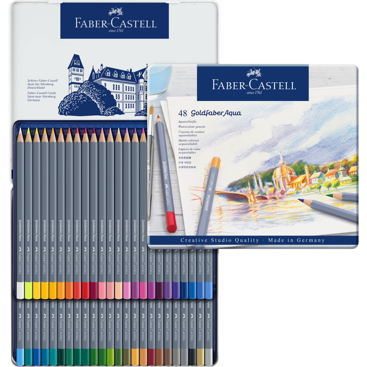 LÁPIZ ACUARELABLE FABER-CASTELL GOLDFABER LATA X48 COLORES - 1