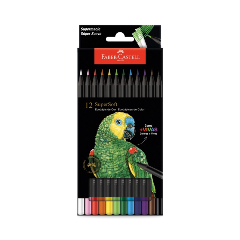 12 ECOLAPICES COLOR SUPERSOFT + 2 GRAFITO FABER-CASTELL - 1