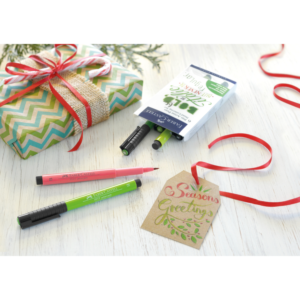 MARCADOR FABER-CASTELL LETTERING TONOS VERDES X6 UDS - 3