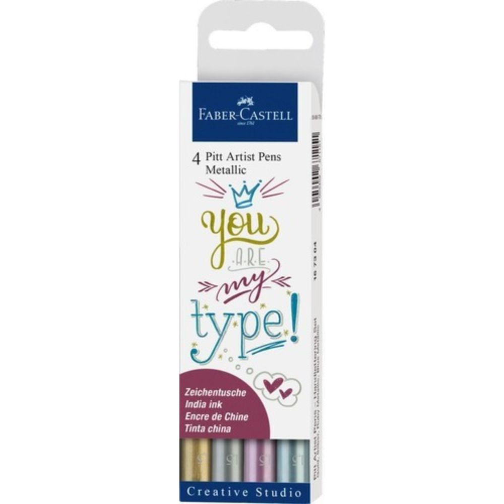 MARCADOR FABER-CASTELL LETTERING TONOS METALICOS X4 COLORES - 1