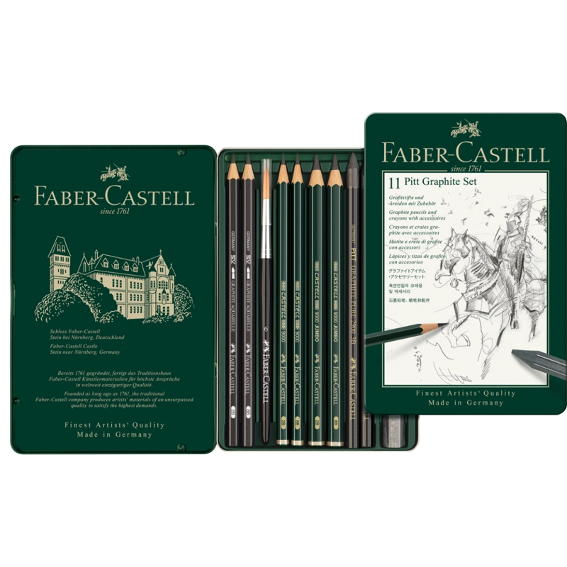 LÁPIZ GRAFITO FABER-CASTELL PITT MONOCHROME 11 UDS - 1