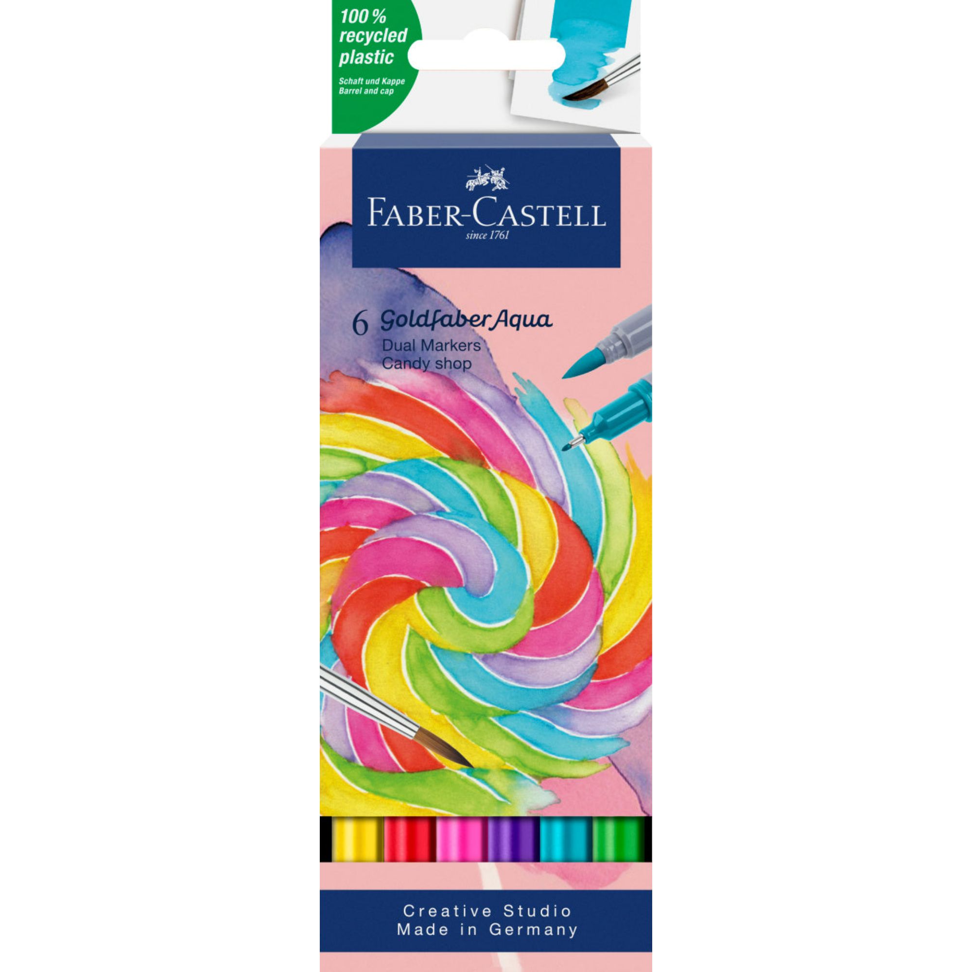 MARCADOR FABER-CASTELL DUAL GOLDFABER AQUA X6 COLORES CANDY - 1