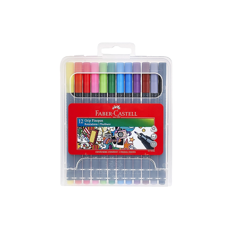 LÁPICES FABER-CASTELL TIRALÍNEAS GRIP FINEPEN X12 COLORES - 1