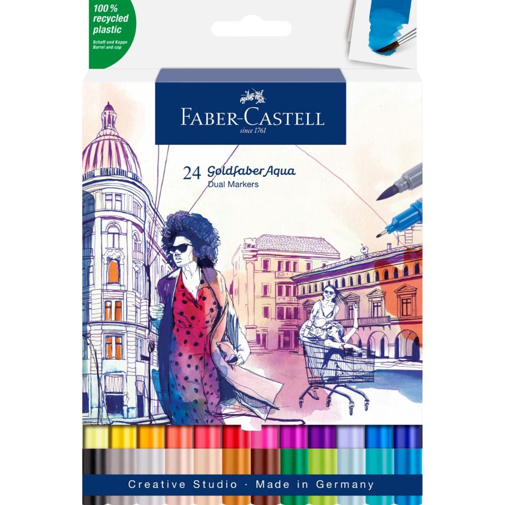 MARCADOR FABER-CASTELL DUAL GOLDFABER AQUA X24 COLORES - 1