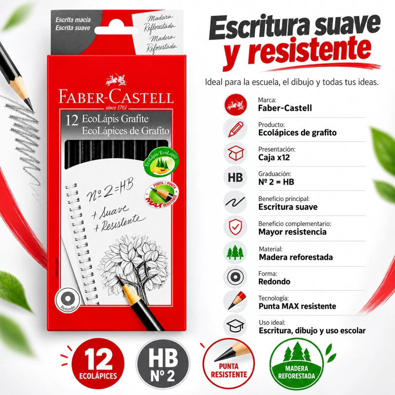 LAPIZ GRAFITO ECO 1205 REDONDO FABER-CASTELL X12 UDS. - 3