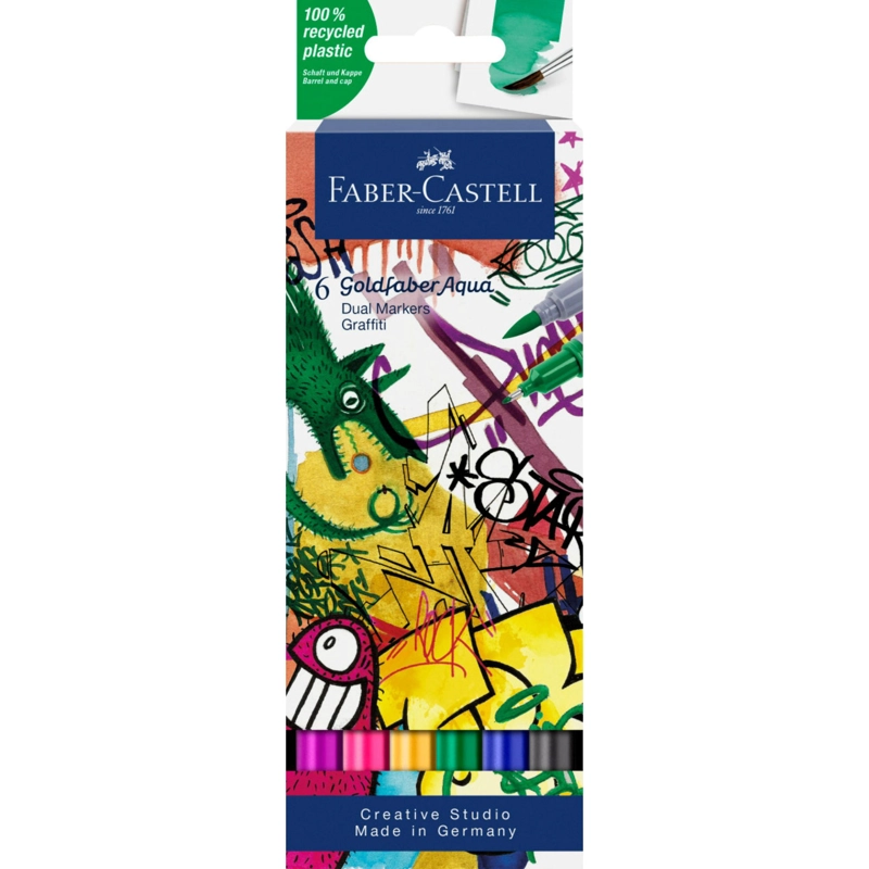 MARCADOR FABER-CASTELL DUAL GOLDFABER AQUA X6 COLOR GRAFFITI - 1