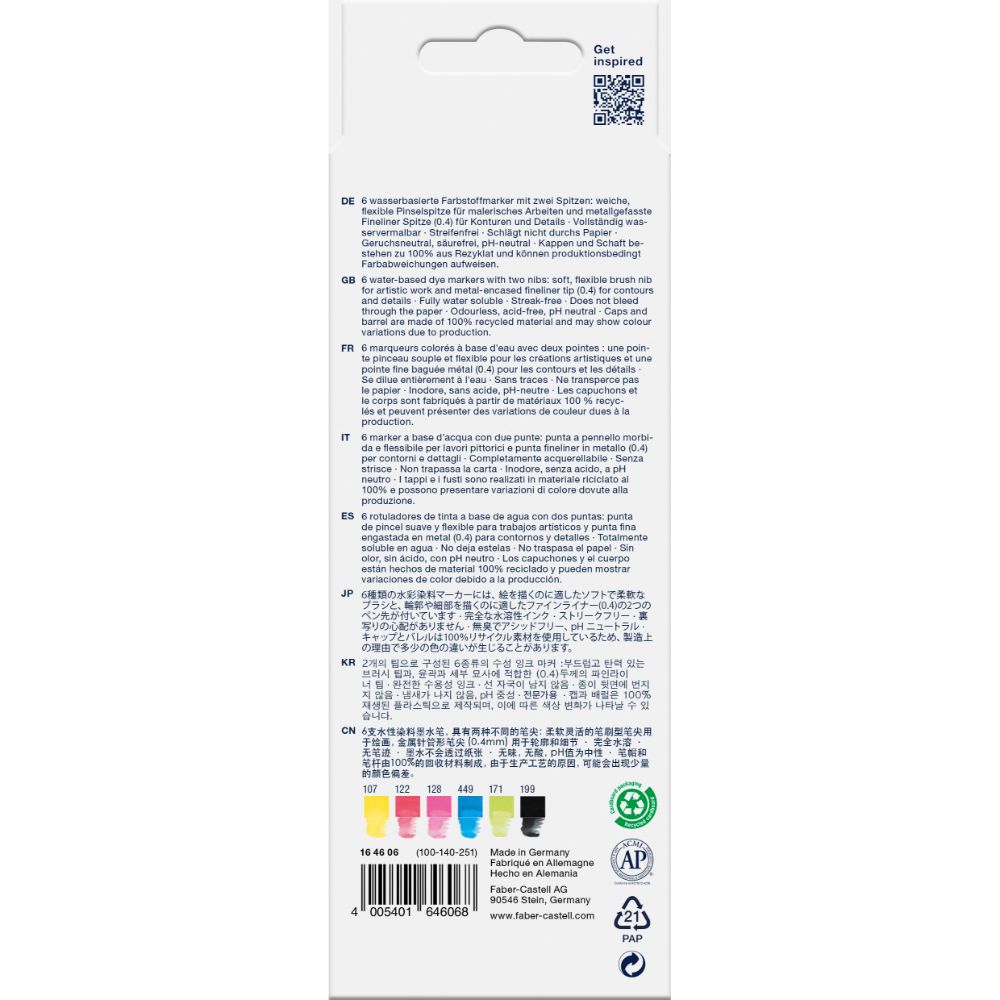 MARCADOR FABER-CASTELL DUAL GOLDFABER AQUA X6 COLORES - 2