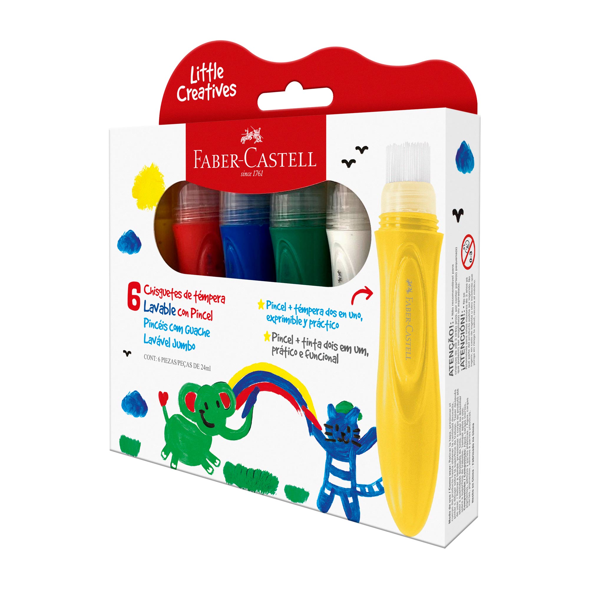 CHISGUETES TÉMPERA FABER-CASTELL LITTLE CREATIVES X6 COLORES - 2