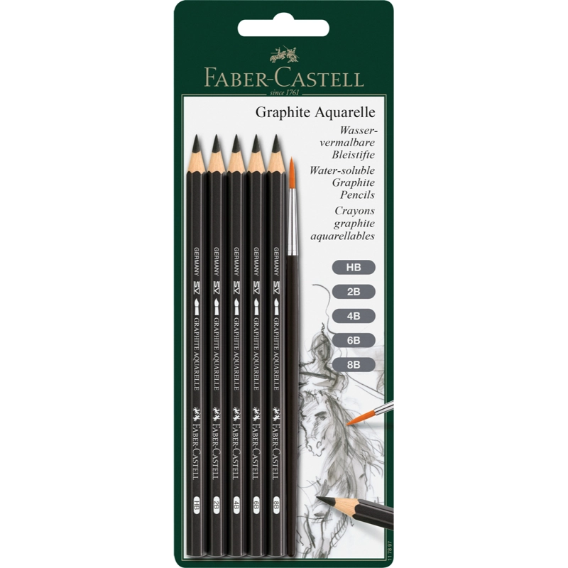 LÁPIZ GRAFITO FABER-CASTELL ACUARELABLE X5 UDS - 1