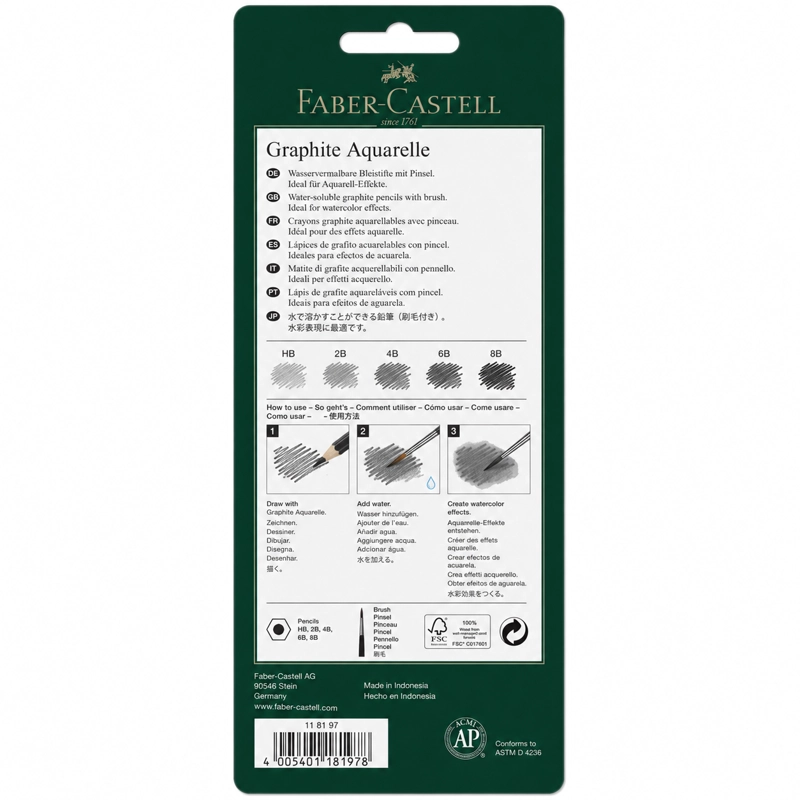 LÁPIZ GRAFITO FABER-CASTELL ACUARELABLE X5 UDS - 2