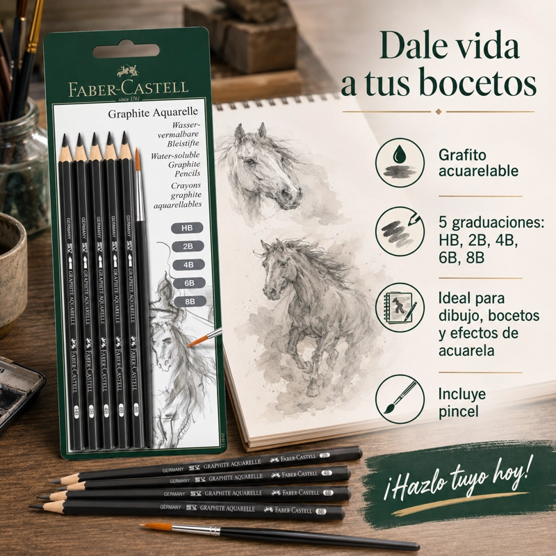 LÁPIZ GRAFITO FABER-CASTELL ACUARELABLE X5 UDS - 3