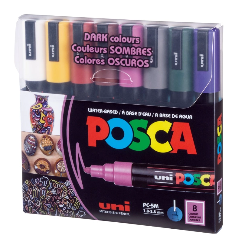 MARCADOR POSCA PC-5M 8 COLORES OSCUROS - 1