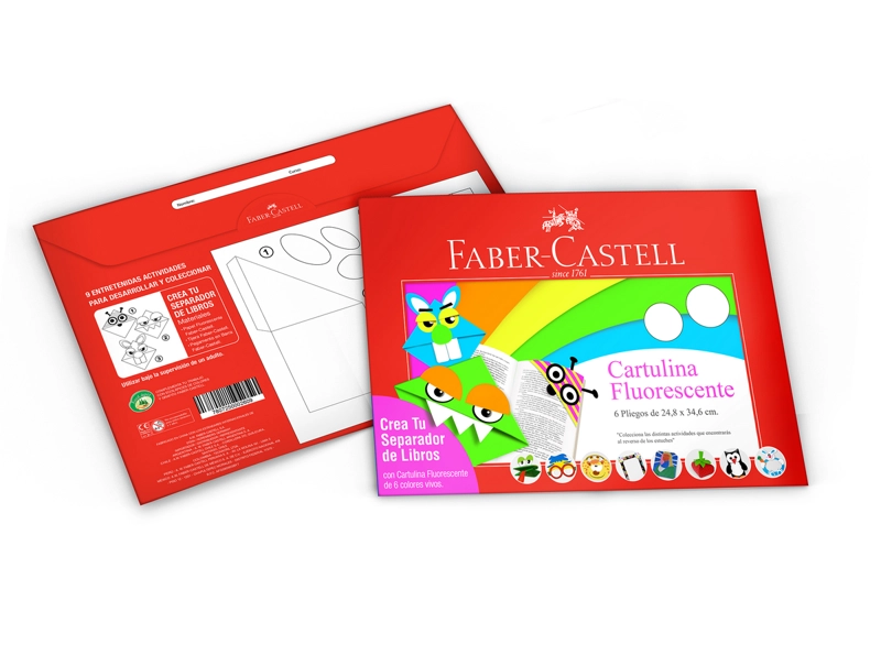 ESTUCHE PAPEL FLUOR FABER-CASTELL X6 PLIEGOS - 1