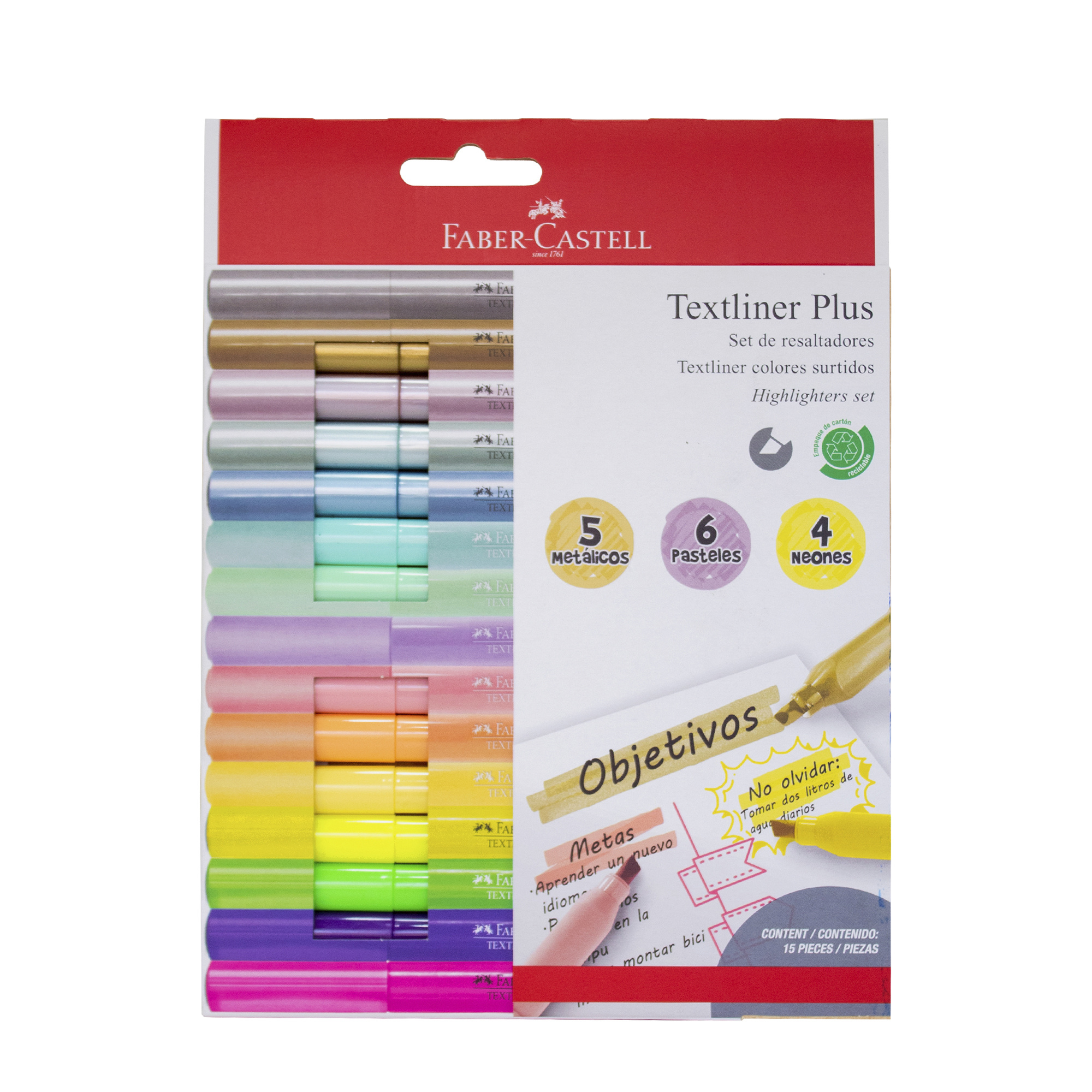 DESTACADOR FABER-CASTELL TEXTLINER PLUS X15 COLORES - 1