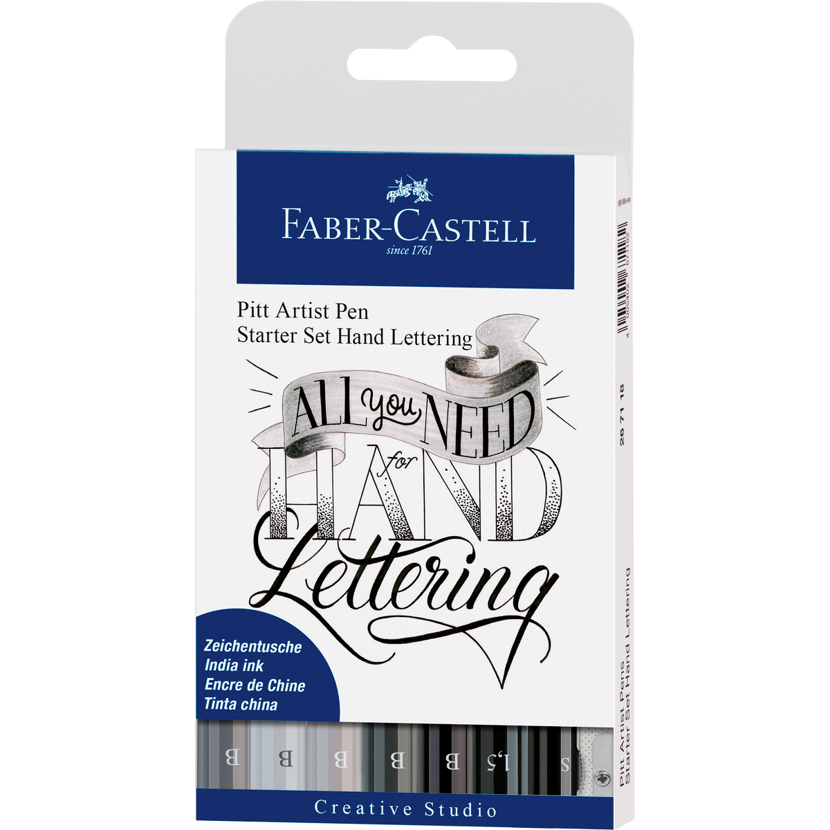 MARCADOR FABER-CASTELL LETTERING TONOS NEGROS X8 UDS - 1