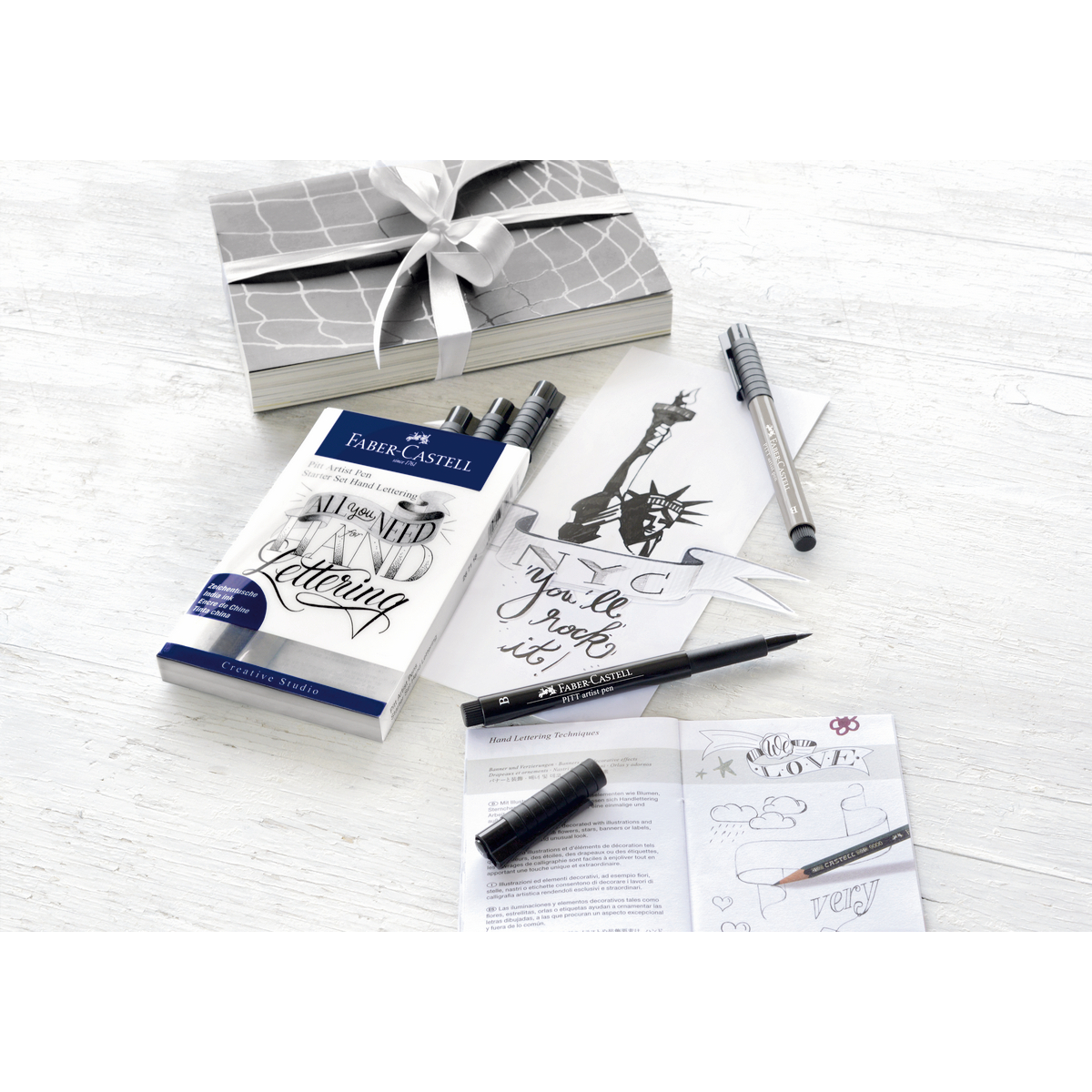 MARCADOR FABER-CASTELL LETTERING TONOS NEGROS X8 UDS - 2