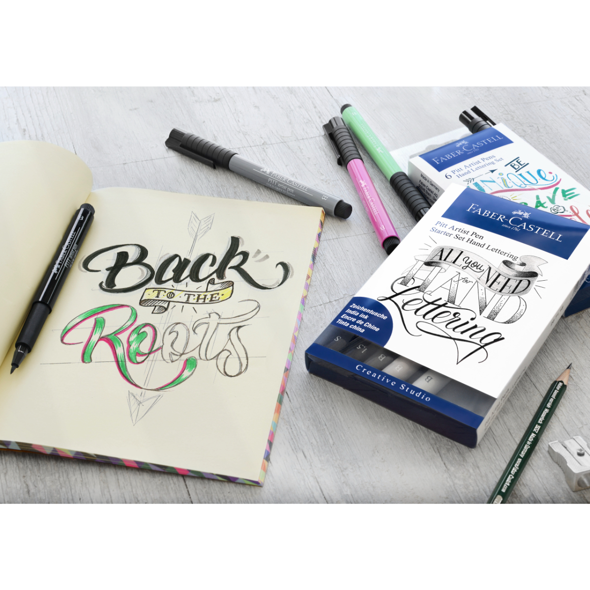 MARCADOR FABER-CASTELL LETTERING TONOS NEGROS X8 UDS - 4