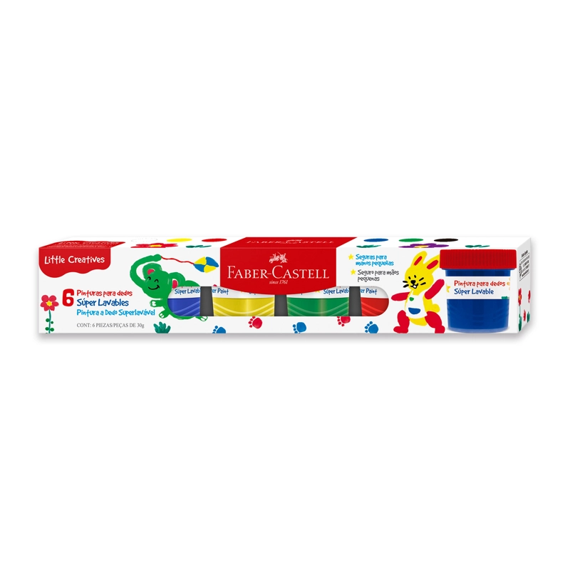 PINTURA DE DEDOS FABER-CASTELL LITTLE CREATIVES X6 COLORES - 1