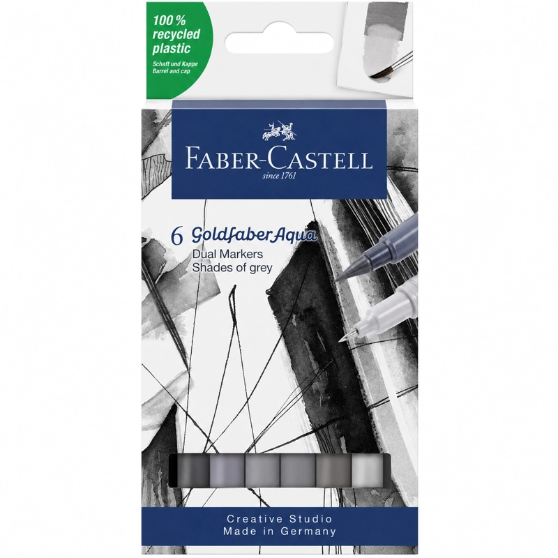 MARCADOR FABER-CASTELL DUAL GOLDFABER AQUA X6 COLORES GRISES - 2