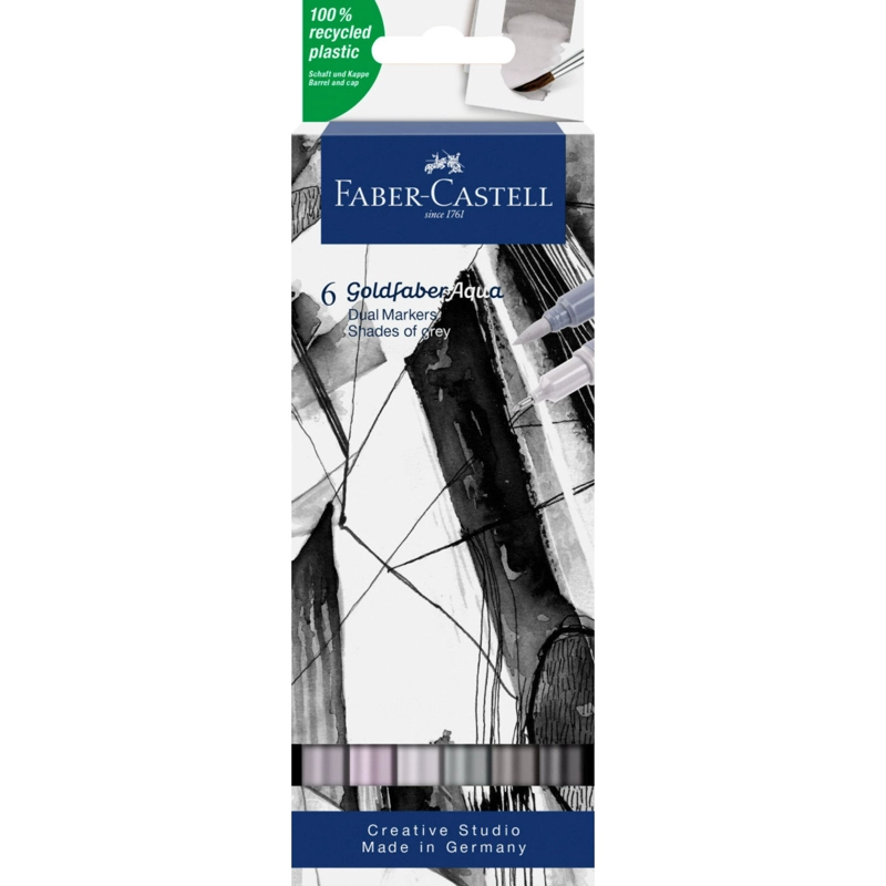 MARCADOR FABER-CASTELL DUAL GOLDFABER AQUA X6 COLORES GRISES - 3
