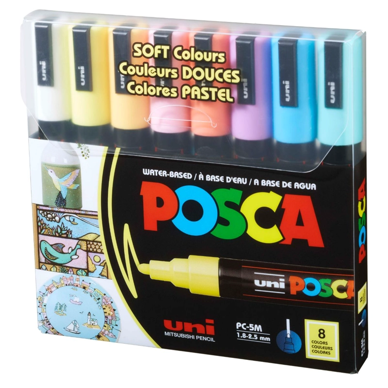 SET MARCADORES POSCA 5M 8 COLORES PASTEL - 1
