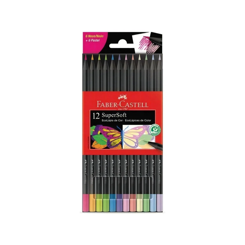 LAPICES DE COLOR SUPERSOFT FABER-CASTELL X12 NEONPASTEL - 1