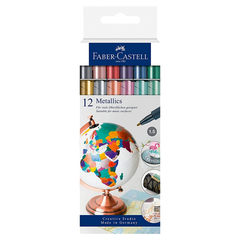 MARCADORES FABER-CASTELL METALICOS X12 COLORES - 1