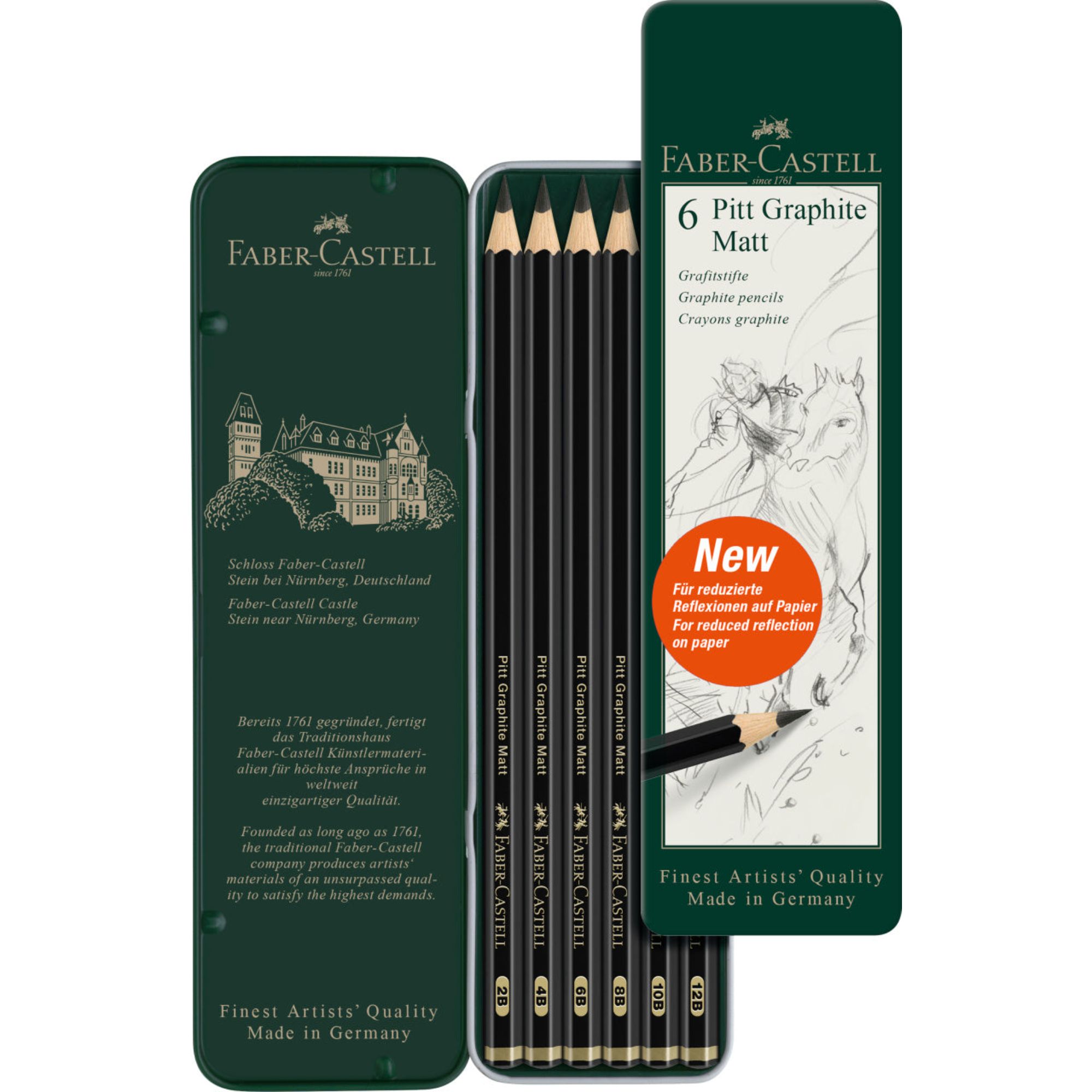 LAPICES PITT GRAPHITE MATT FABER-CASTELL X6 UDS. + ESTUCHE - 1