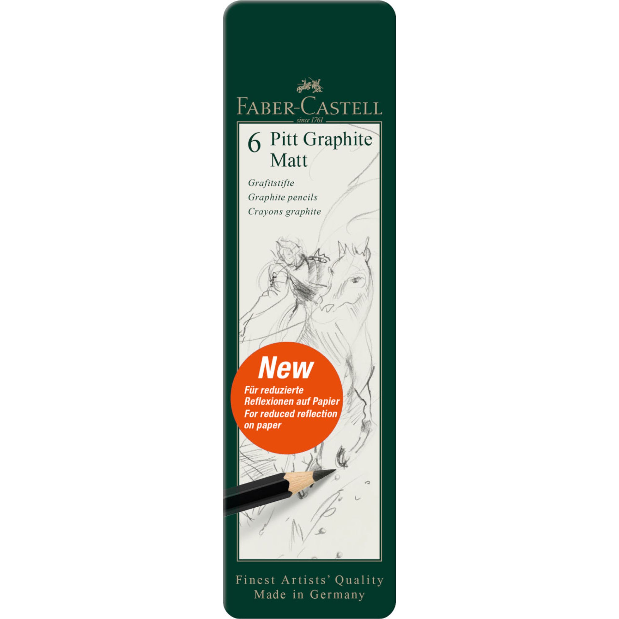 LAPICES PITT GRAPHITE MATT FABER-CASTELL X6 UDS. + ESTUCHE - 3