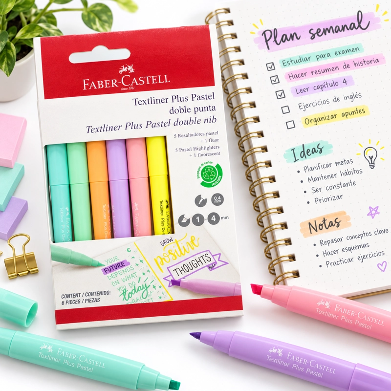 DESTACADOR FABER-CASTELL TEXTLINER PLUS DOBLE PUNTA X6 UDS - 2