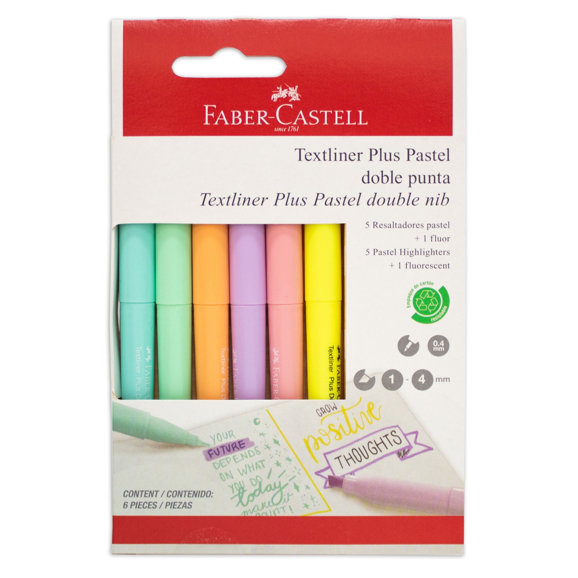 DESTACADOR FABER-CASTELL TEXTLINER PLUS DOBLE PUNTA X6 UDS - 2