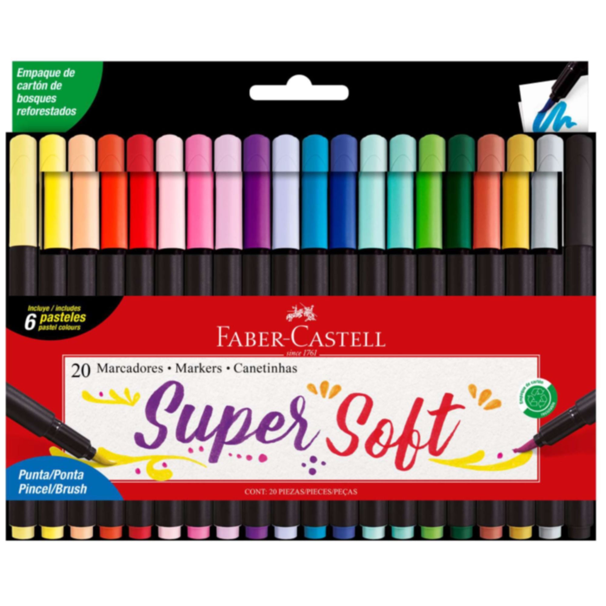 MARCADORES SUPERSOFT FABER-CASTELL X20 COLORES - 1