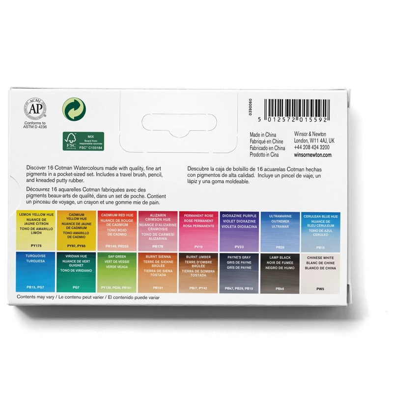 SET ACUARELAS WINSOR & NEWTON COTMAN 16 MEDIO GODET + ACCESORIOS - 3