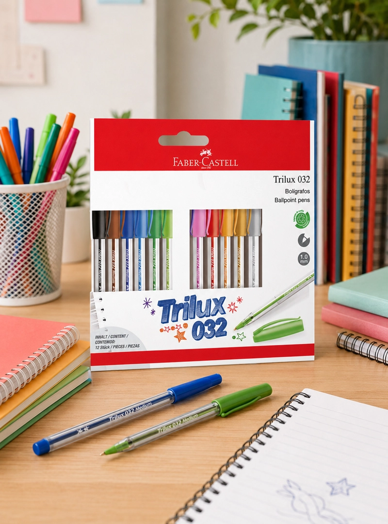 LÁPIZ PASTA FABER-CASTELL TRILUX 032 M X12 COLORES - 2