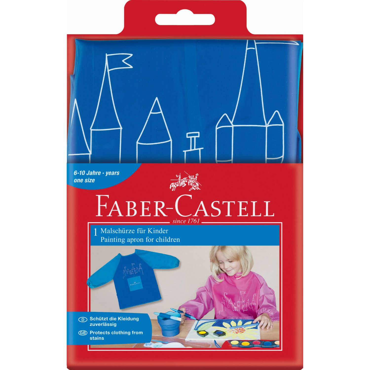DELANTAL DE PINTURA ARTISTICA FABER-CASTELL COLOR AZUL - 1