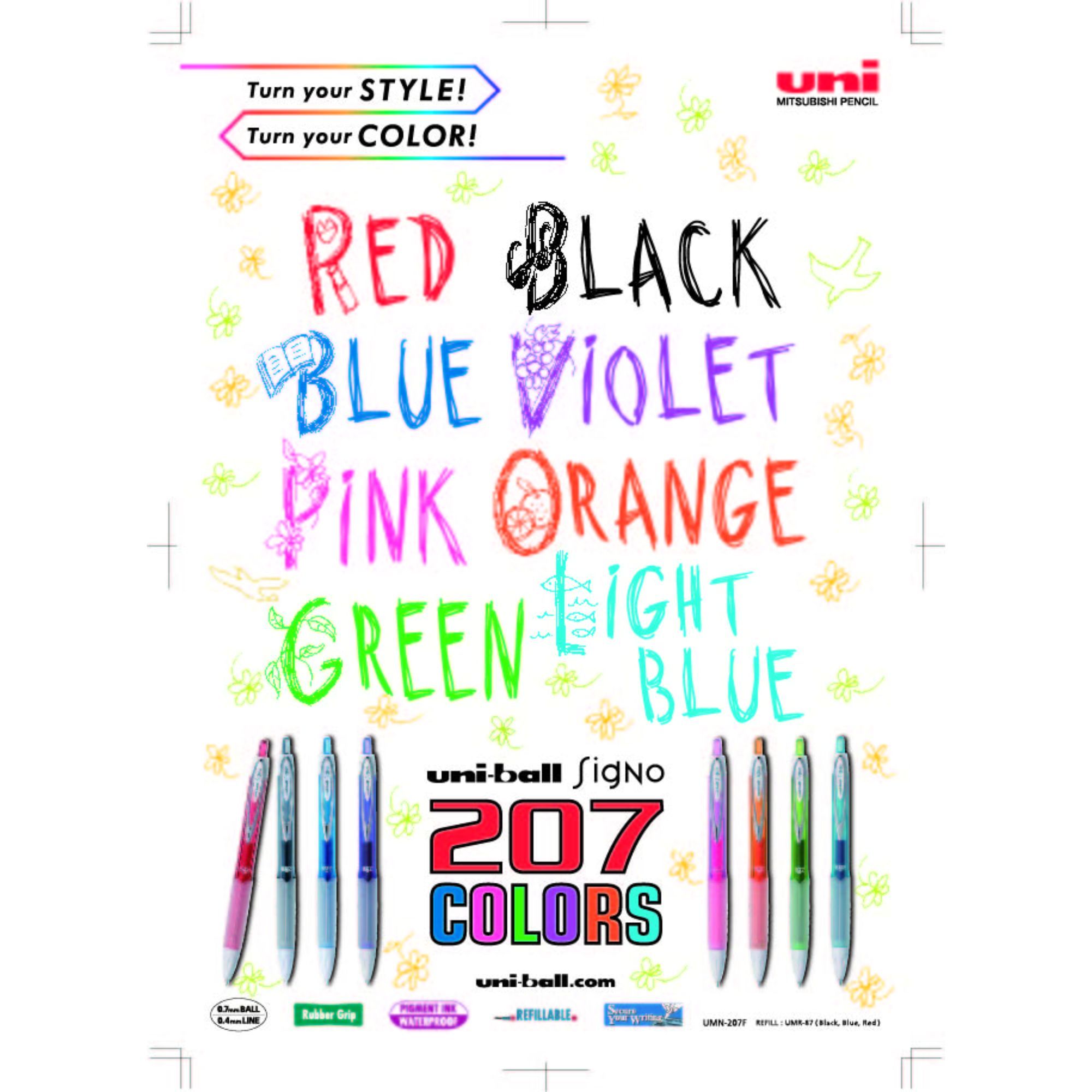 LAPICES GEL UNIBALL RETRACTILES SIGNO 207F X8 COLORES - 3
