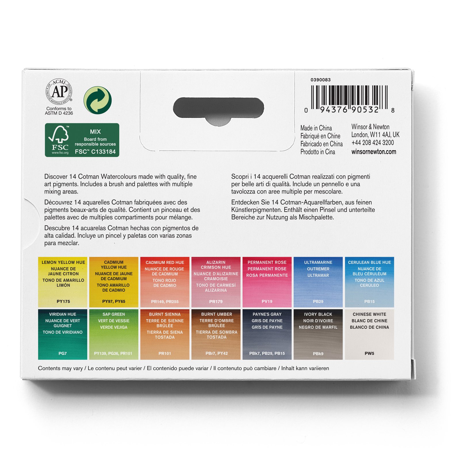 SET WINSOR & NEWTON DE ACUARELAS COTMAN 14 MEDIAS PASTILLAS - 2