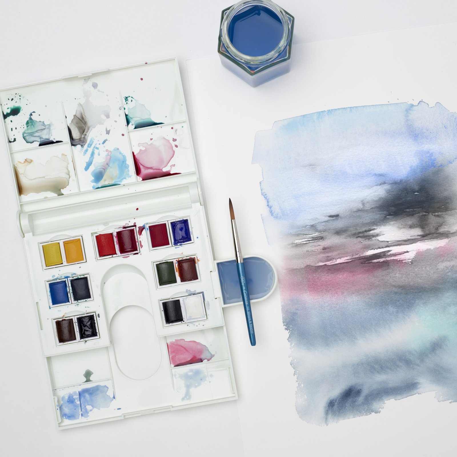 SET WINSOR & NEWTON DE ACUARELAS COTMAN 14 MEDIAS PASTILLAS - 6