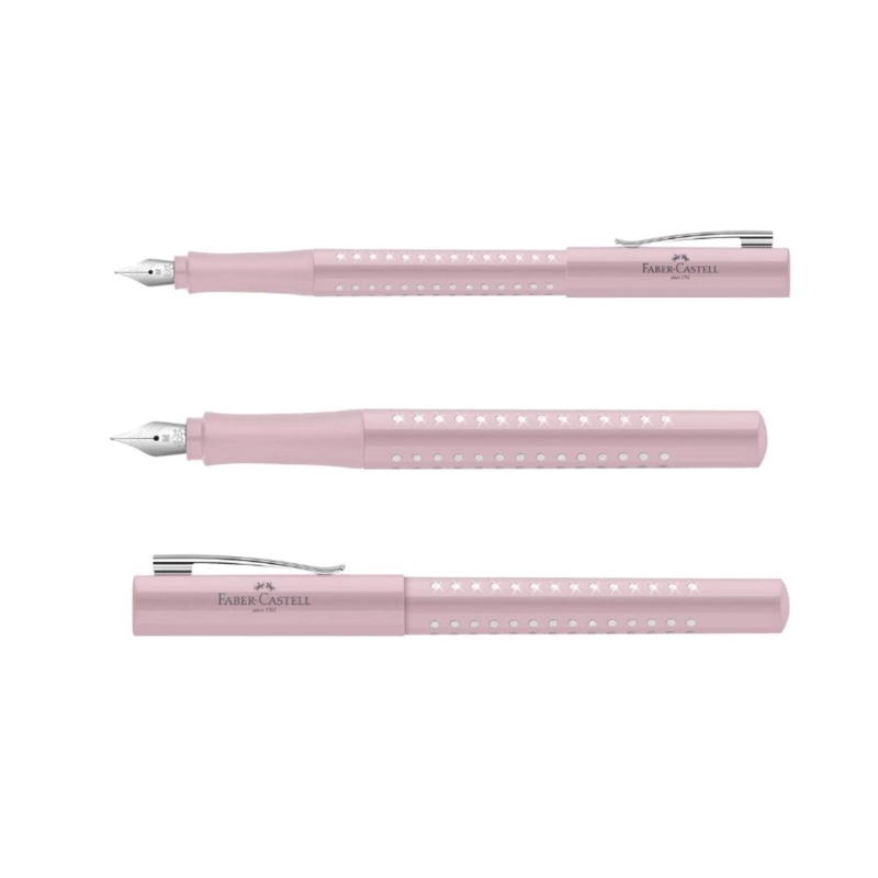 PLUMA ESTILOGRÁFICA FABER-CASTELL ROSE SPARKLE TINTA AZUL M - 3