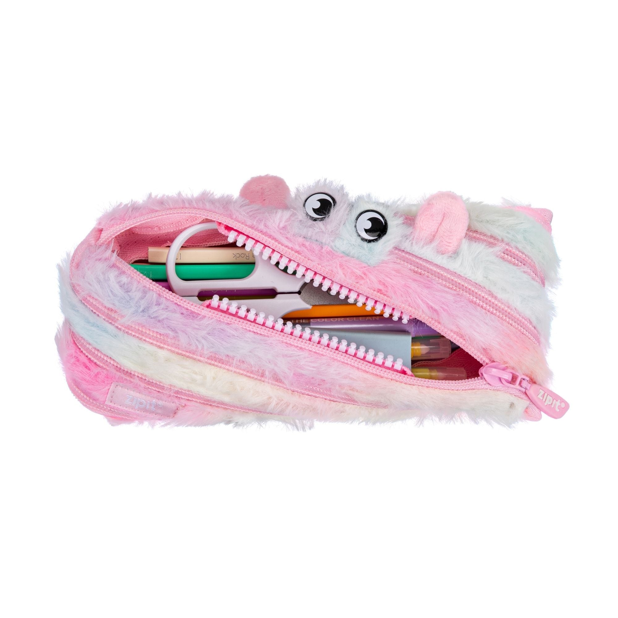ESTUCHE DE FABER-CASTELL FURRY MONSTER ROSADO Y AMARILLO - 1