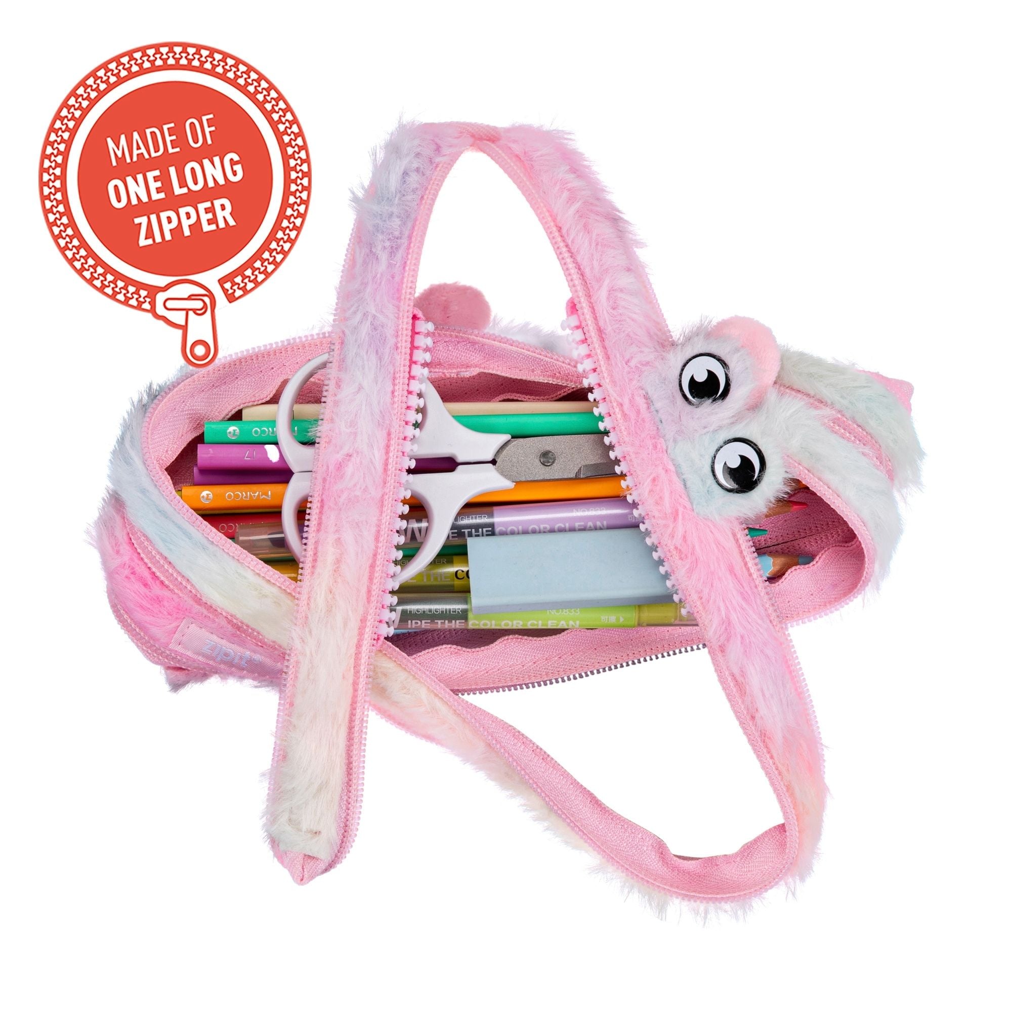 ESTUCHE DE FABER-CASTELL FURRY MONSTER ROSADO Y AMARILLO - 2