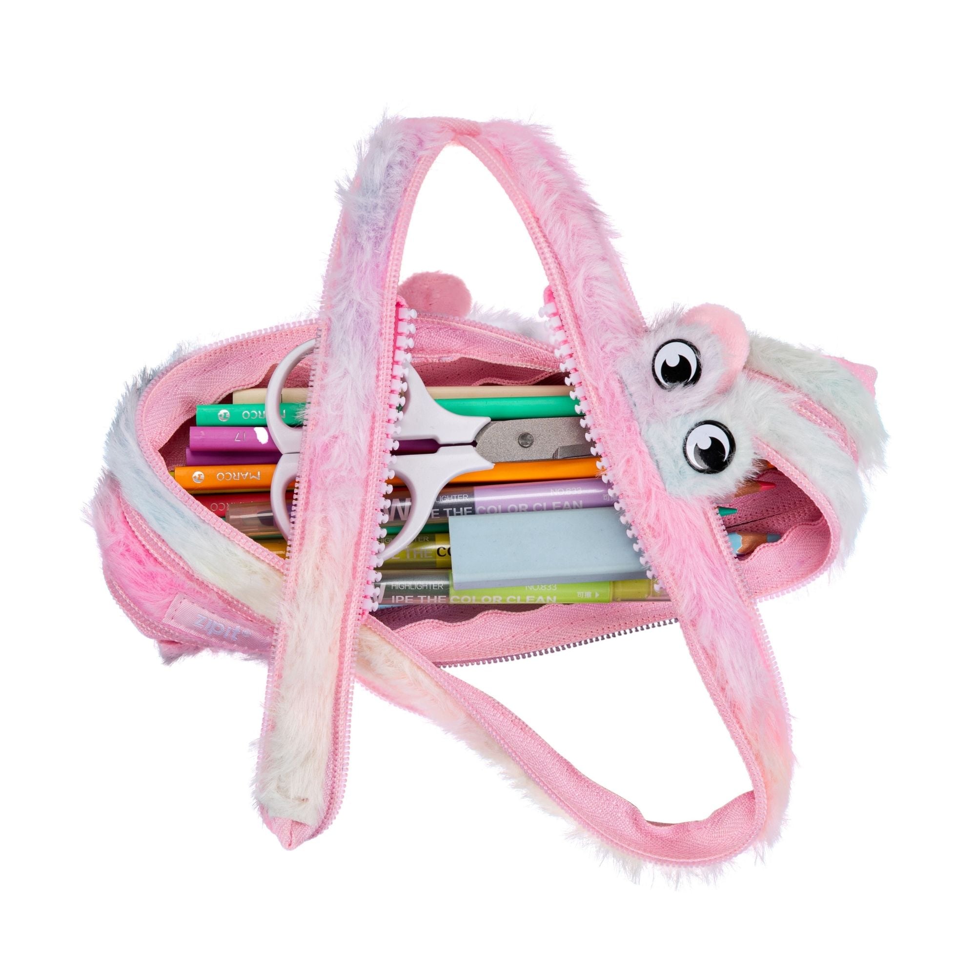 ESTUCHE DE FABER-CASTELL FURRY MONSTER ROSADO Y AMARILLO - 3