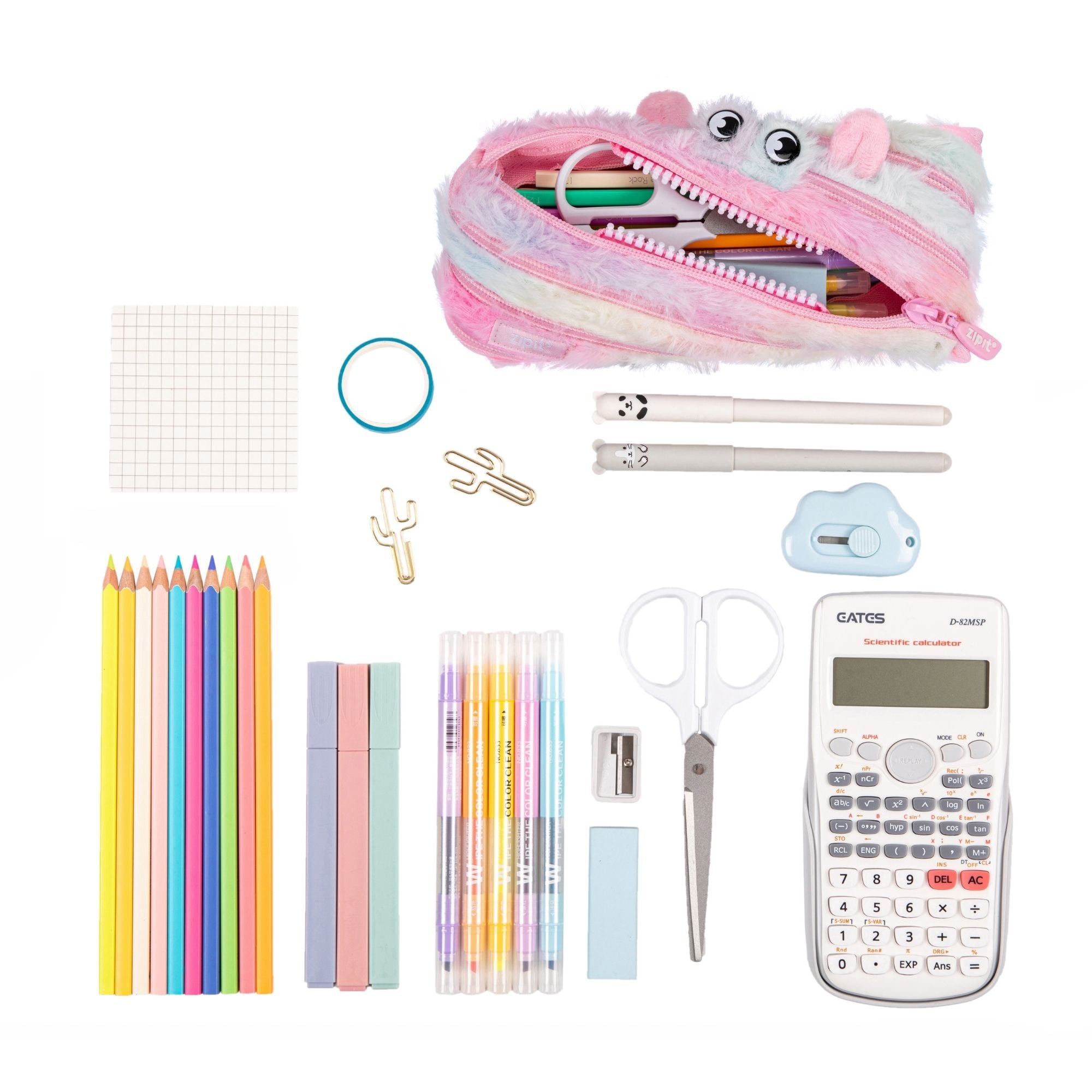 ESTUCHE DE FABER-CASTELL FURRY MONSTER ROSADO Y AMARILLO - 5