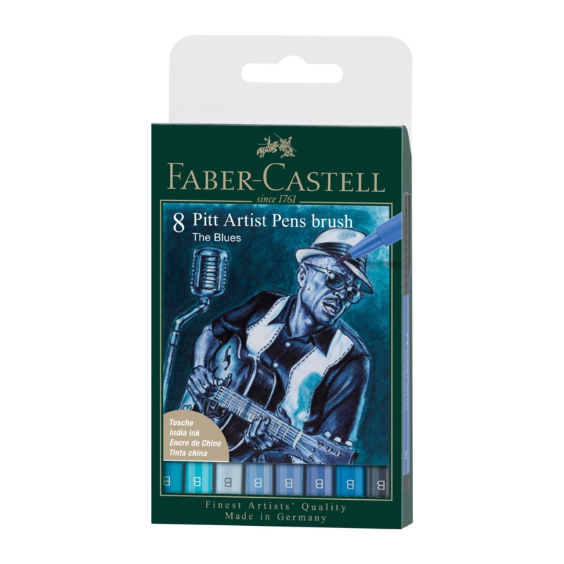 ROTULADORES FABER-CASTELL PITT ARTIST X8 UDS. AZULES - 1
