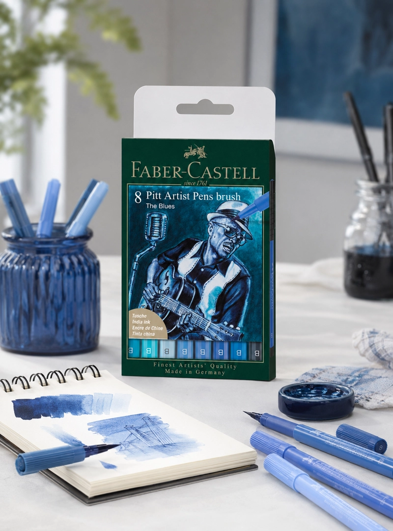 ROTULADORES FABER-CASTELL PITT ARTIST X8 UDS. AZULES - 2