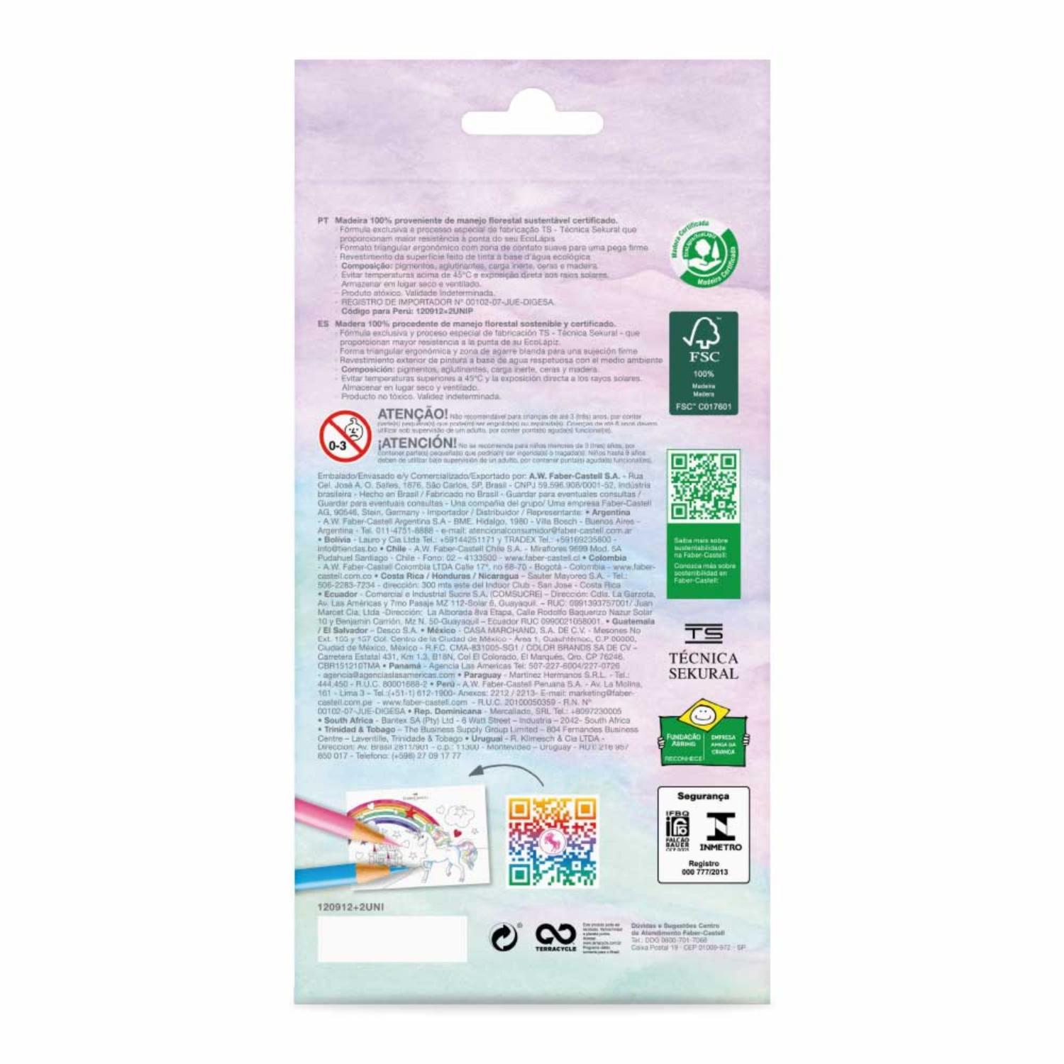 ECOLAPICES DE COLORES FABER-CASTELL UNICORNIO X12+2 - 2